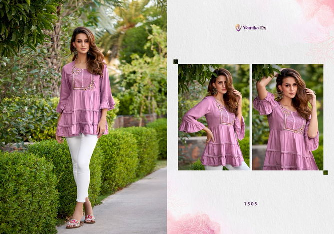 Rang Mahal Vol 2 By Vamika Nx Heavy Rayon Tunic Ladies Top Wholesale Market In Surat